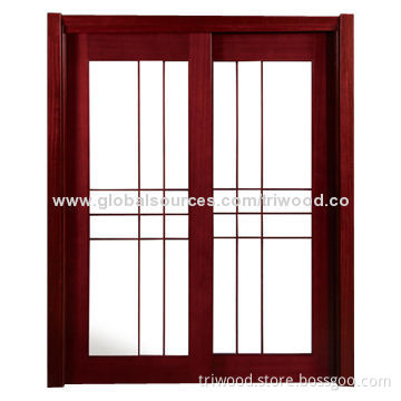 Exquisite Interior Laminated Wood Sliding Door, Timber Frame with Environment-friendly Paint